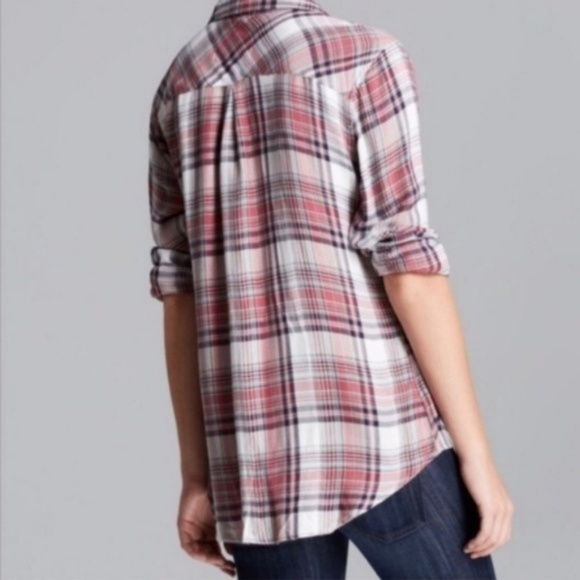 Rails Salmon Britt Plaid Rayon Button Down Shirt M - Picture 5 of 8